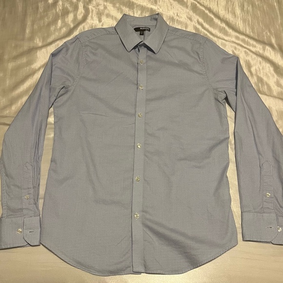 Murano Slim-Fit Long Sleeve Button-Up Light Blue Mens Medium - Picture 2 of 8